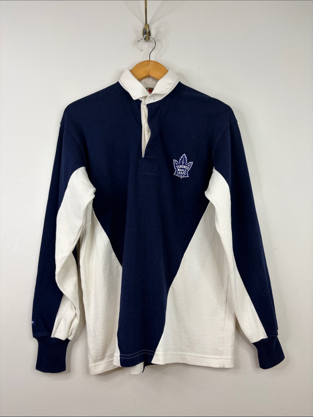 Barbarian Rugby Shirt Mens Medium Navy Blue White Toronto Maple Leafs Hockey